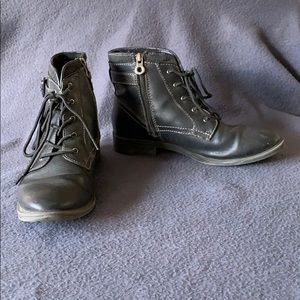 Black ankle combat boots